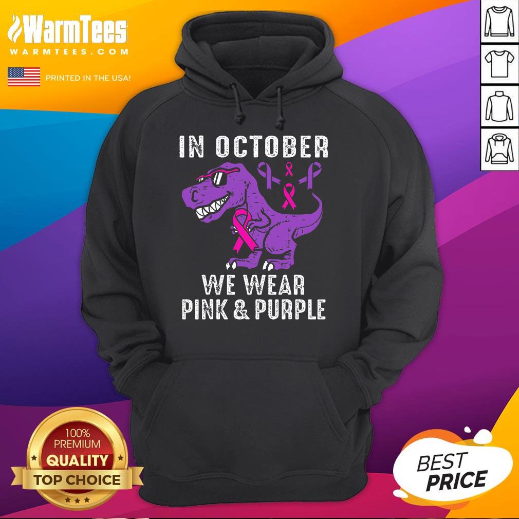 Top In October We Wear Pink And Purple Breast Cancer Awareness T-Shirt - Image 3