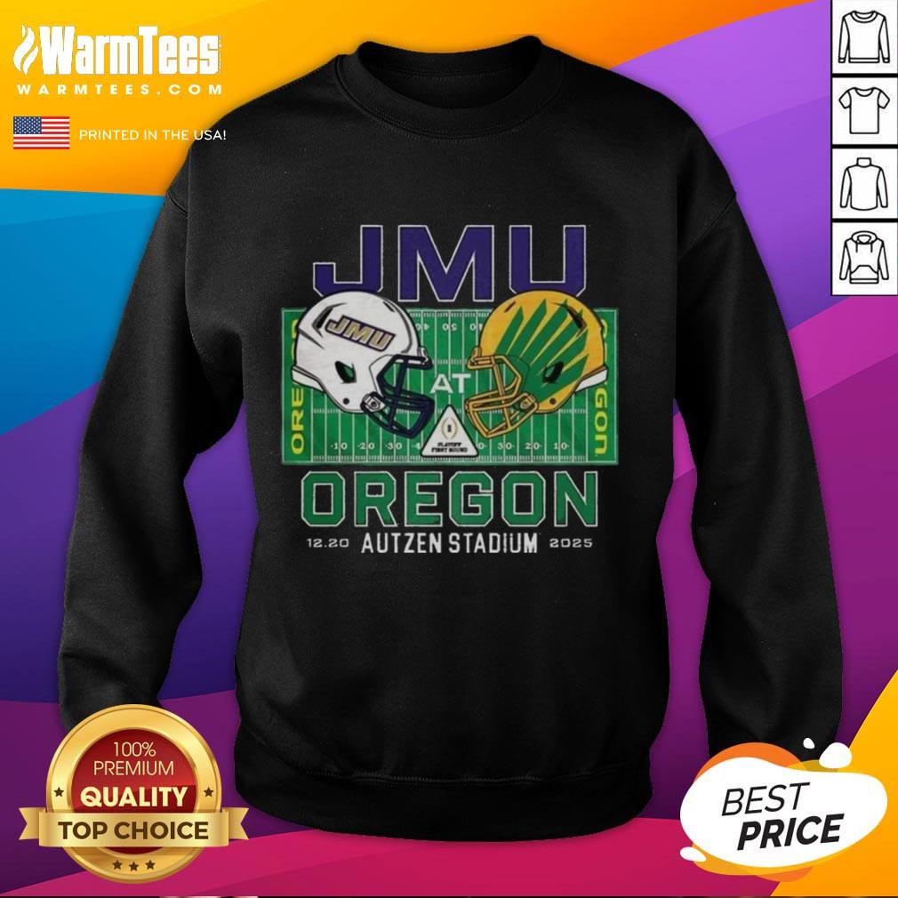 Top James Madison Dukes Vs Oregon Ducks NCAA CFP 2025 Autzen Field Helmet T-Shirt - Image 5