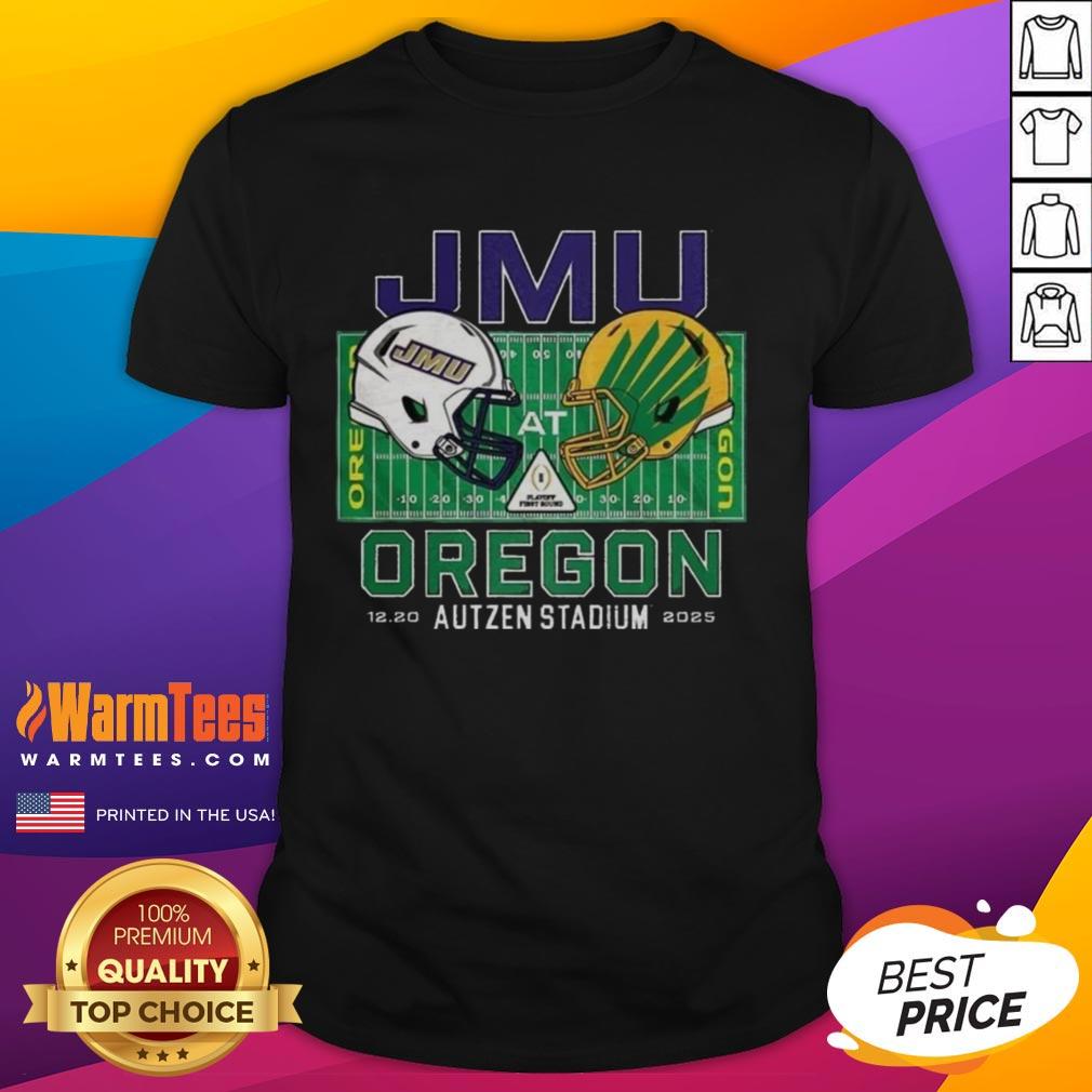Top James Madison Dukes Vs Oregon Ducks NCAA CFP 2025 Autzen Field Helmet T-Shirt
