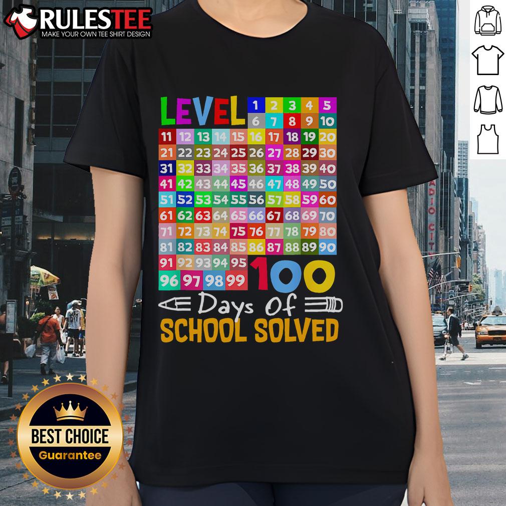 Top Level 100 Days Of School Solved Math Teacher Students T-Shirt - Image 3