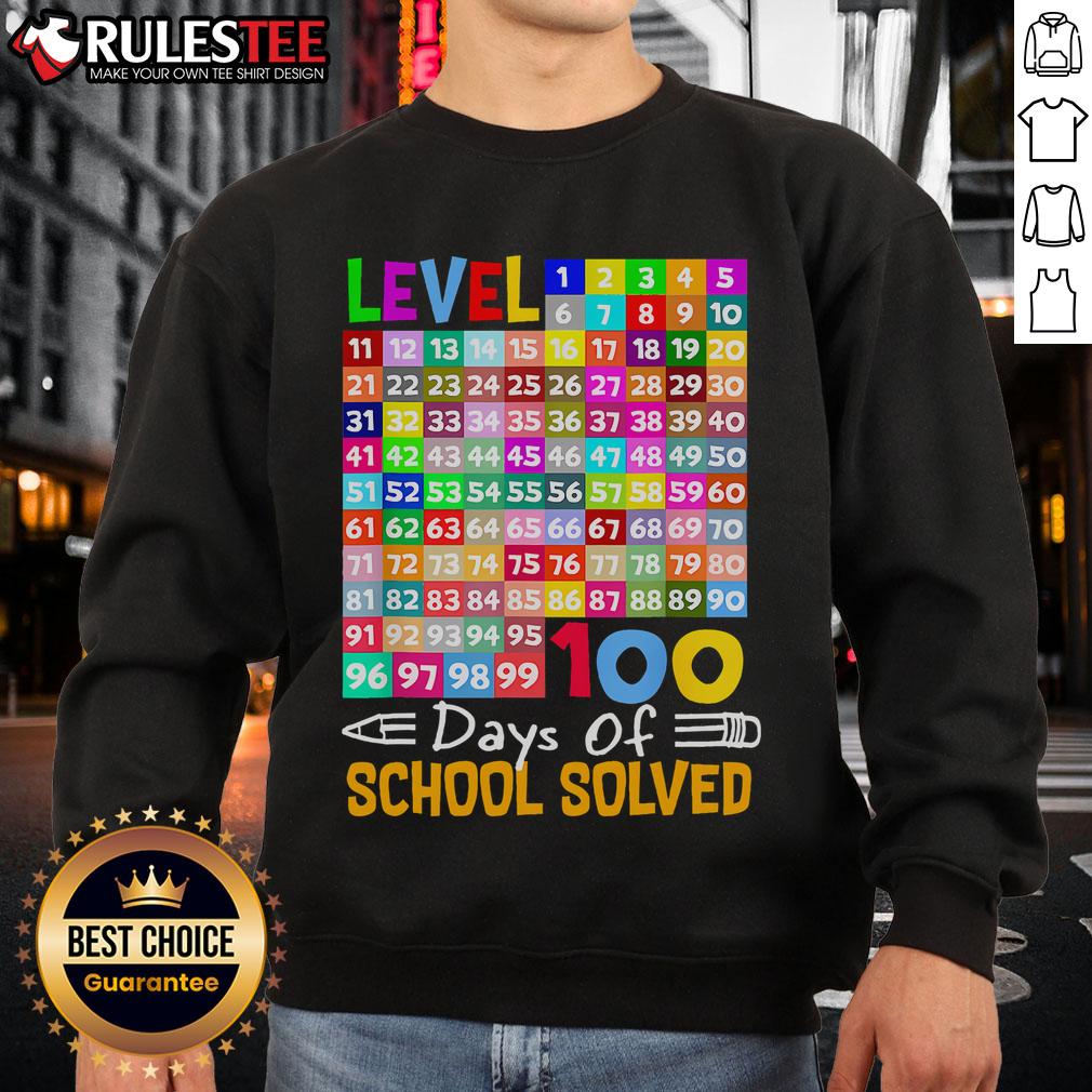 Top Level 100 Days Of School Solved Math Teacher Students T-Shirt - Image 5