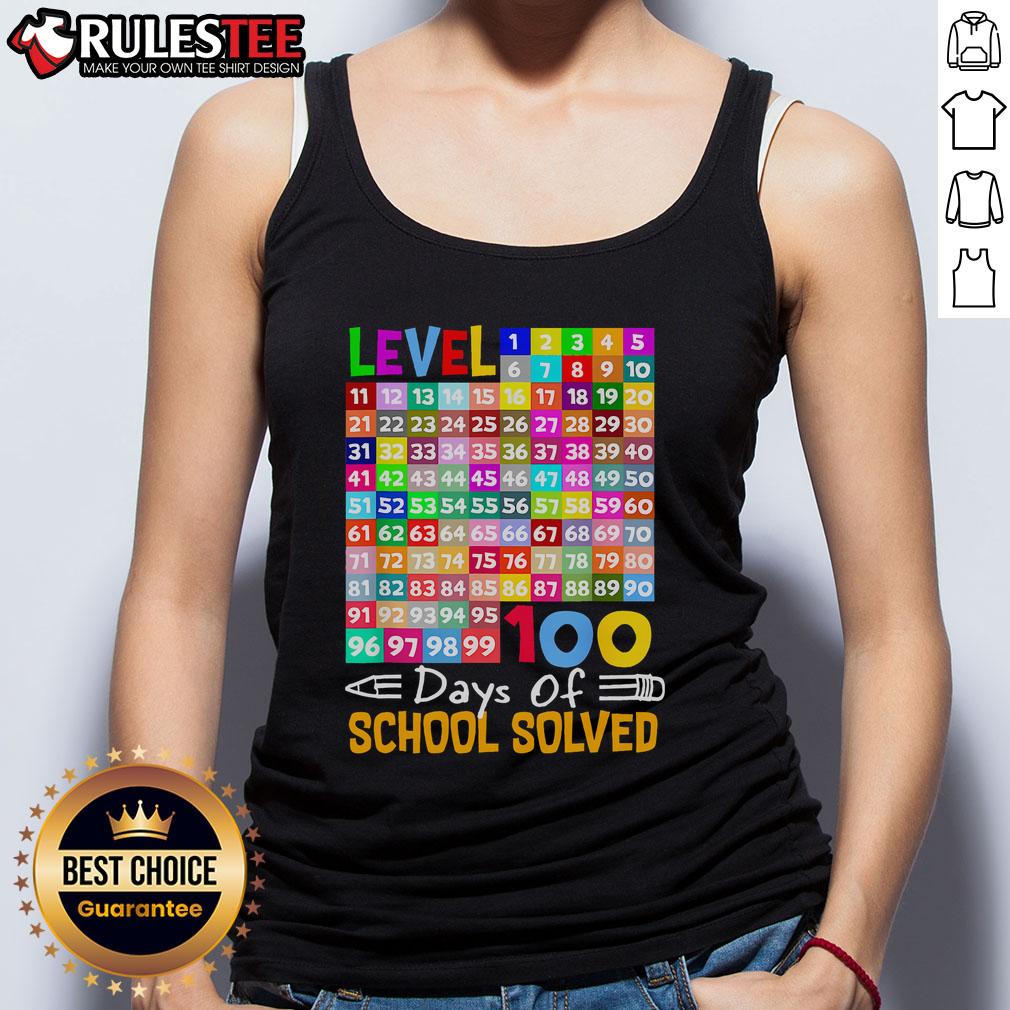 Top Level 100 Days Of School Solved Math Teacher Students T-Shirt - Image 4