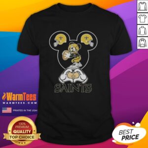 Top Mickey Hands Heart Love New Orleans Saints Football T-Shirt