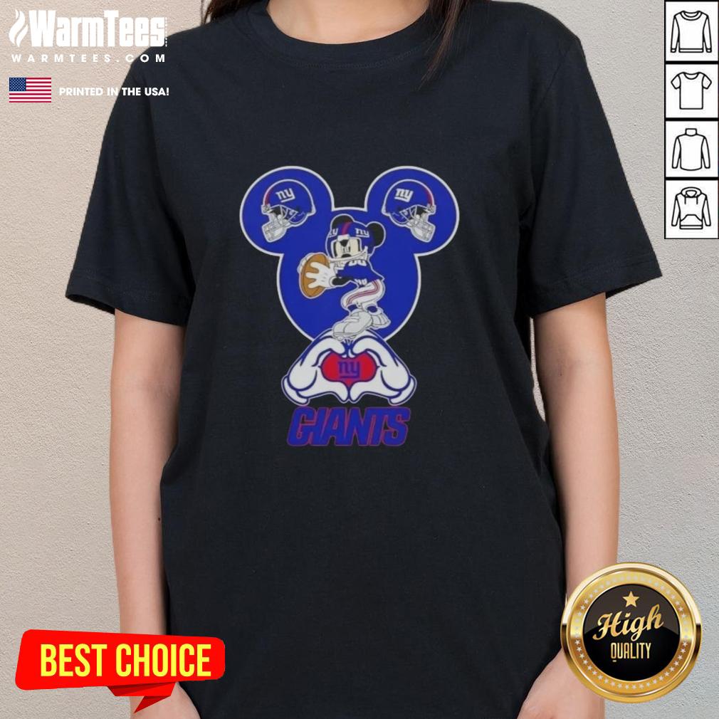 Top Mickey Hands Heart Love New York Giants Football T-Shirt - Image 3