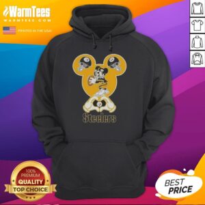 Alternative view of Top Mickey Hands Heart Love Pittsburgh Steelers Football T-Shirt