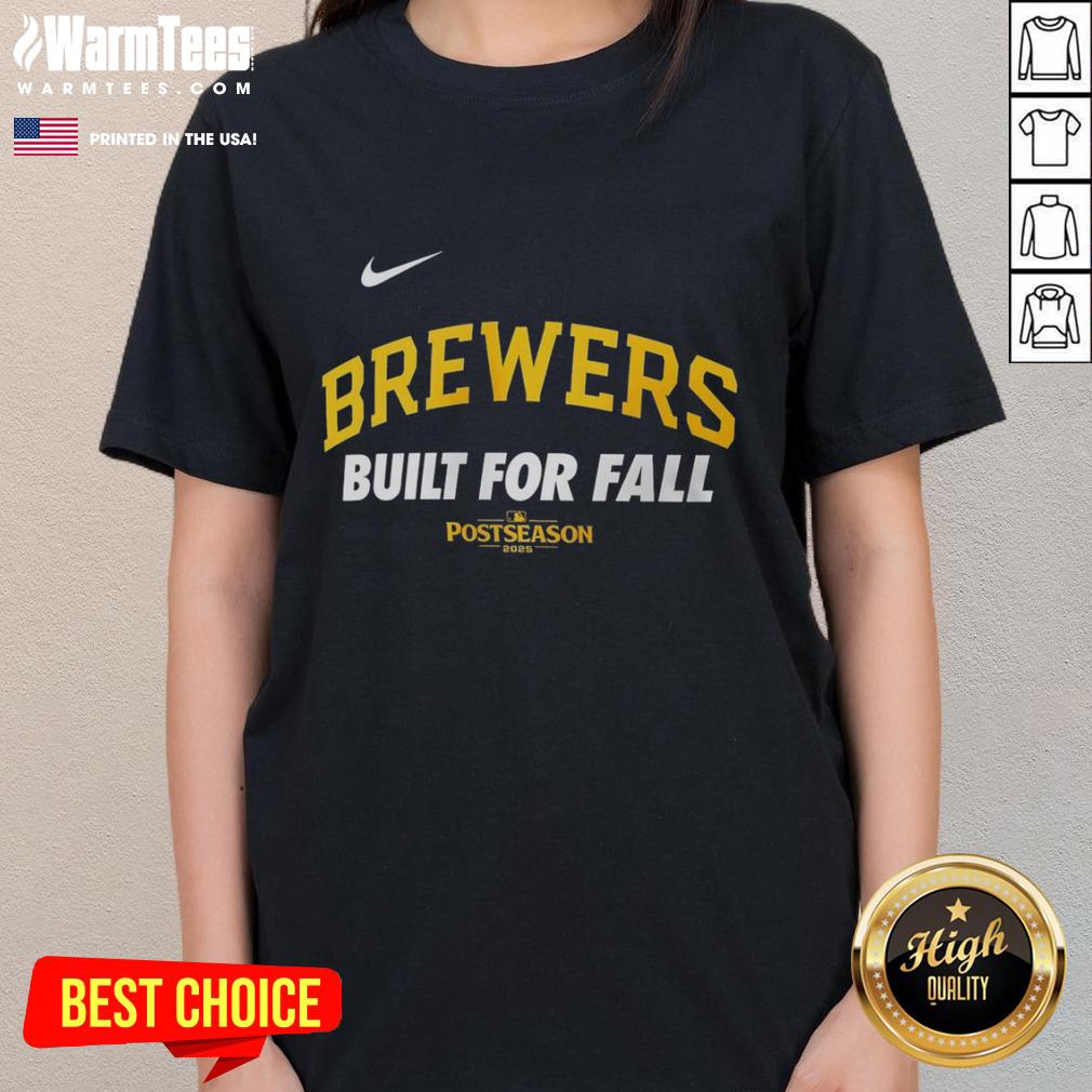Top Milwaukee Brewers Built For Fall 2025 MLB Postseason Nike Logo T-Shirt - Image 3