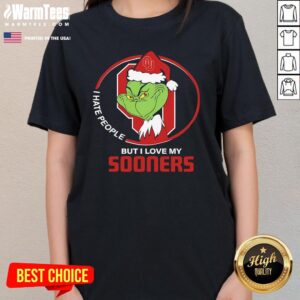 Alternative view of Top Oklahoma Sooners Santa Grinch I Hate People But Love Sooners Christmas T-Shirt