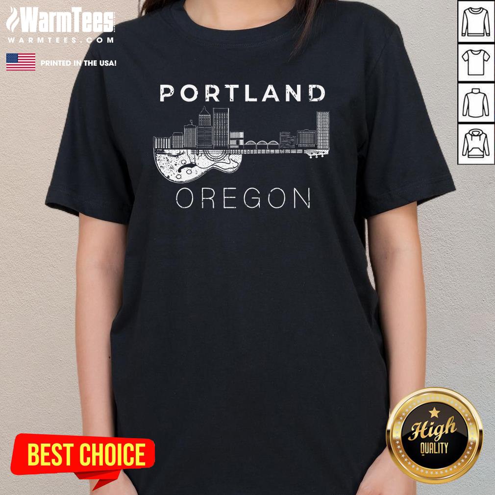 Top Portland Souvenir Oregon Lover Music Guitar T-Shirt - Image 2