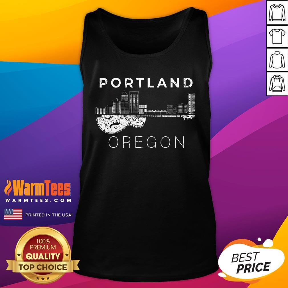Top Portland Souvenir Oregon Lover Music Guitar T-Shirt - Image 5