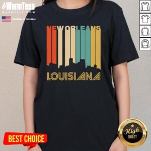 Alternative view of Top Retro 1970s Style New Orleans Louisiana Skyline T-Shirt