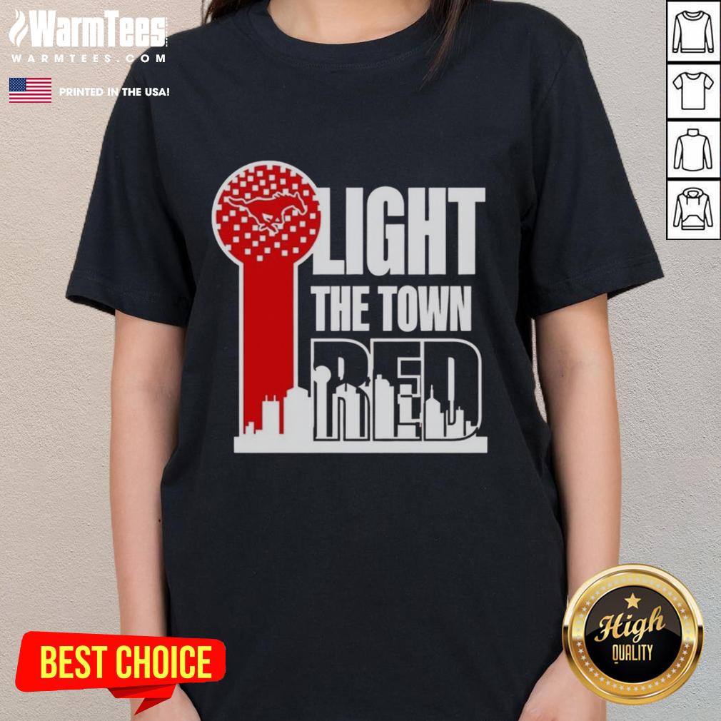 Top SMU Mustangs Light The Town Red T-Shirt - Image 3