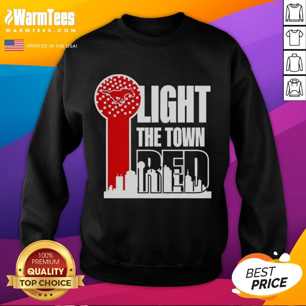 Top SMU Mustangs Light The Town Red T-Shirt - Image 5