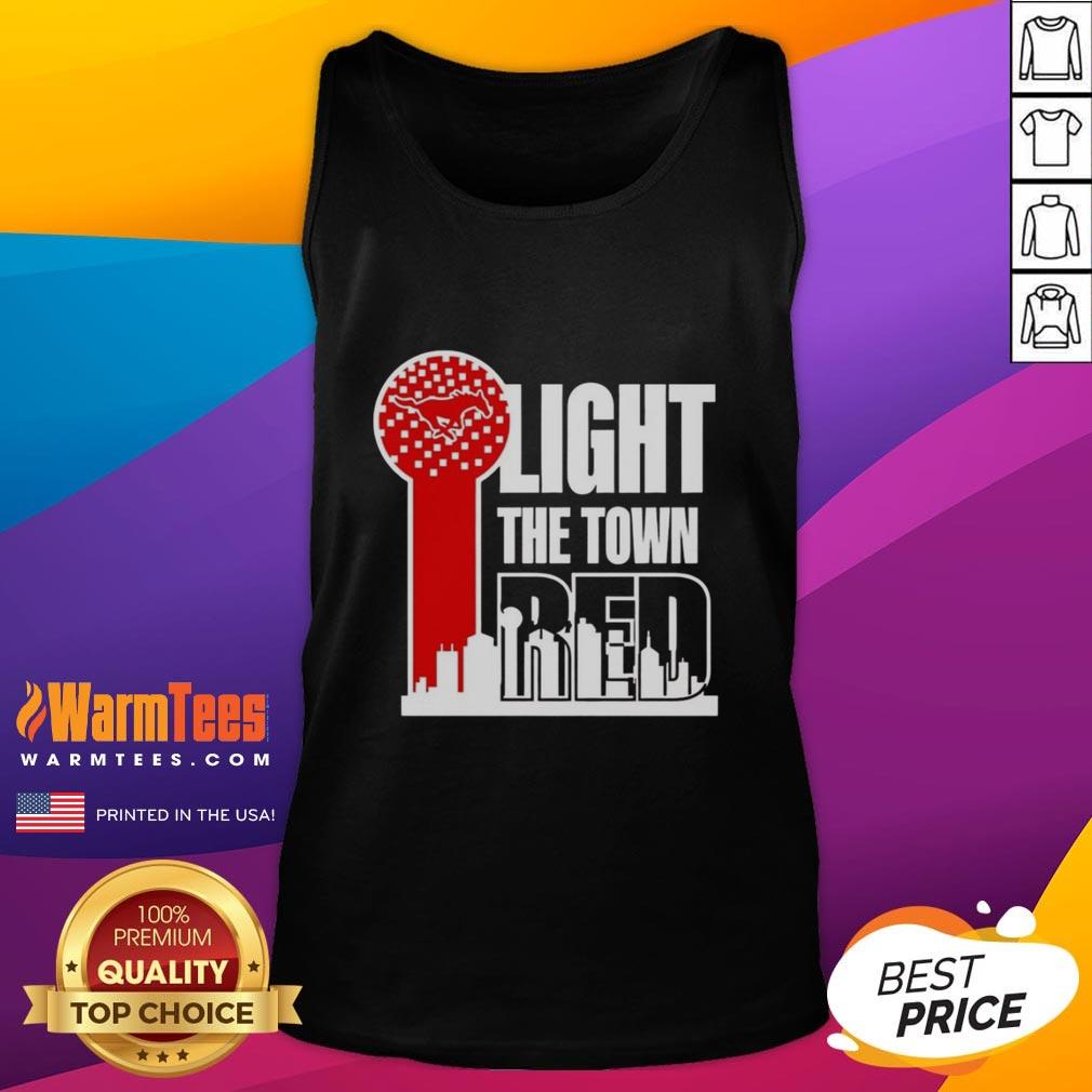 Top SMU Mustangs Light The Town Red T-Shirt - Image 4