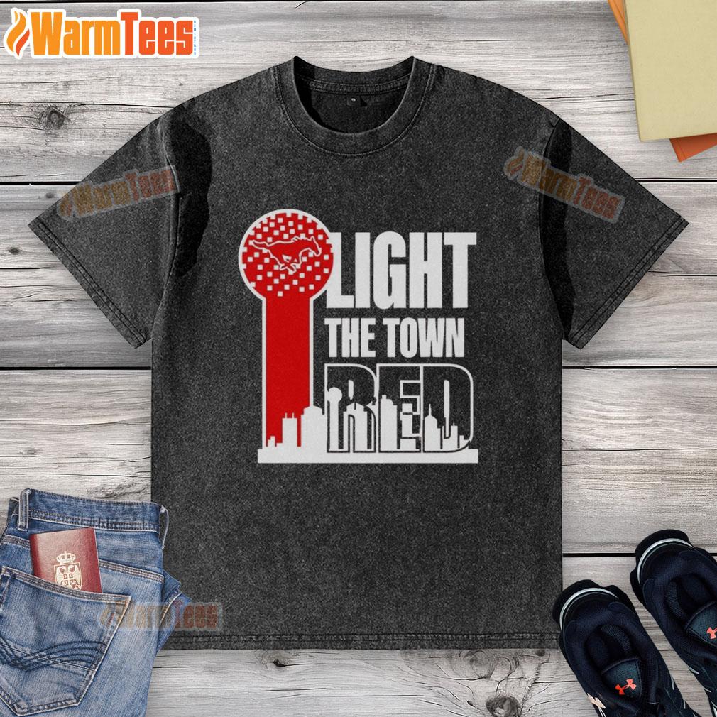 Top SMU Mustangs Light The Town Red T-Shirt - Image 6