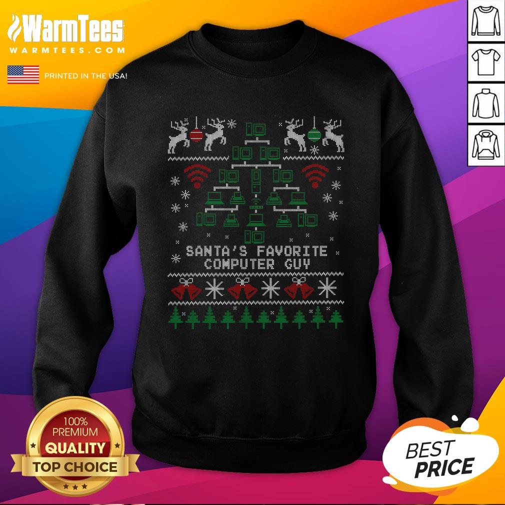 Top Santa's Favorite Computer Guy Tech Support Christmas T-Shirt - Image 4