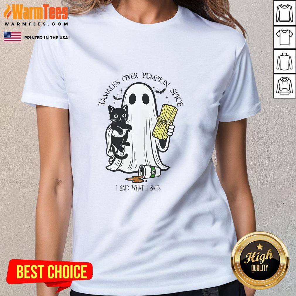 Top Tamales Over Pumpkin Spice I Said What I Said Halloween Retro T-Shirt - Image 3