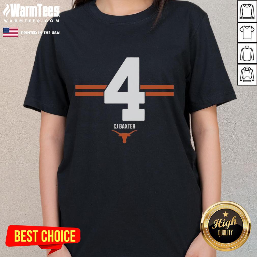 Top Texas Longhorns Football CJ Baxter #4 Stripe T-Shirt - Image 3