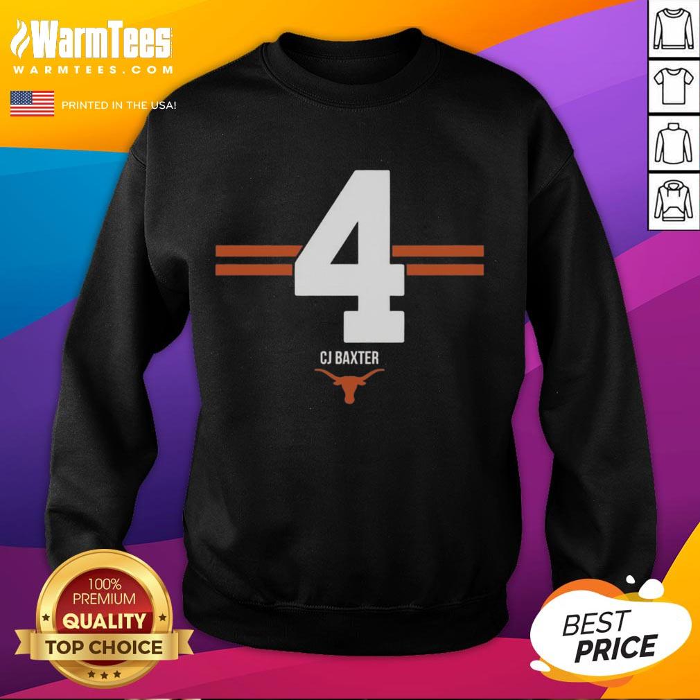 Top Texas Longhorns Football CJ Baxter #4 Stripe T-Shirt - Image 5