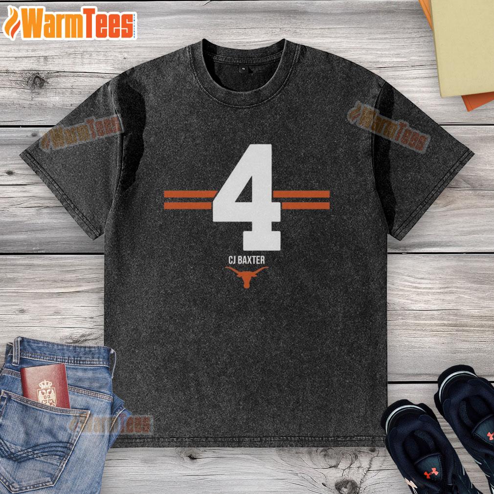 Top Texas Longhorns Football CJ Baxter #4 Stripe T-Shirt - Image 6