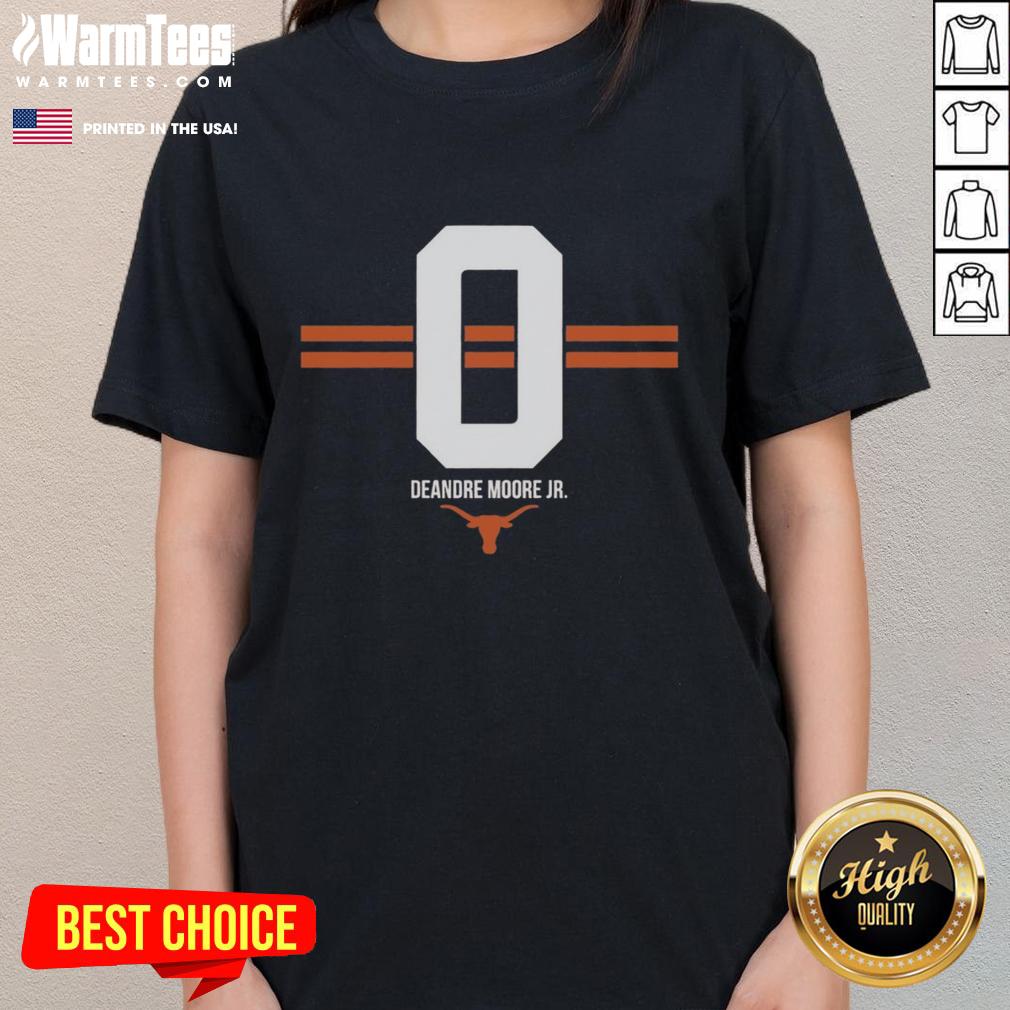 Top Texas Longhorns Football DeAndre Moore Jr. #0 Stripe T-Shirt - Image 3