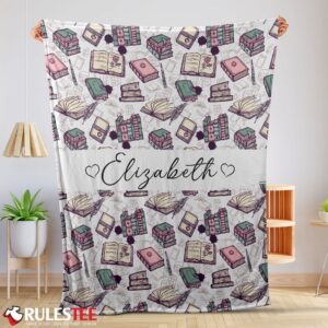 Vintage Book Lover Blanket Fleece Customized Blanket