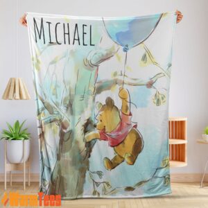Winnie The Pooh Personalized Minky Classic Pooh Bear Blanket Customize Blanket