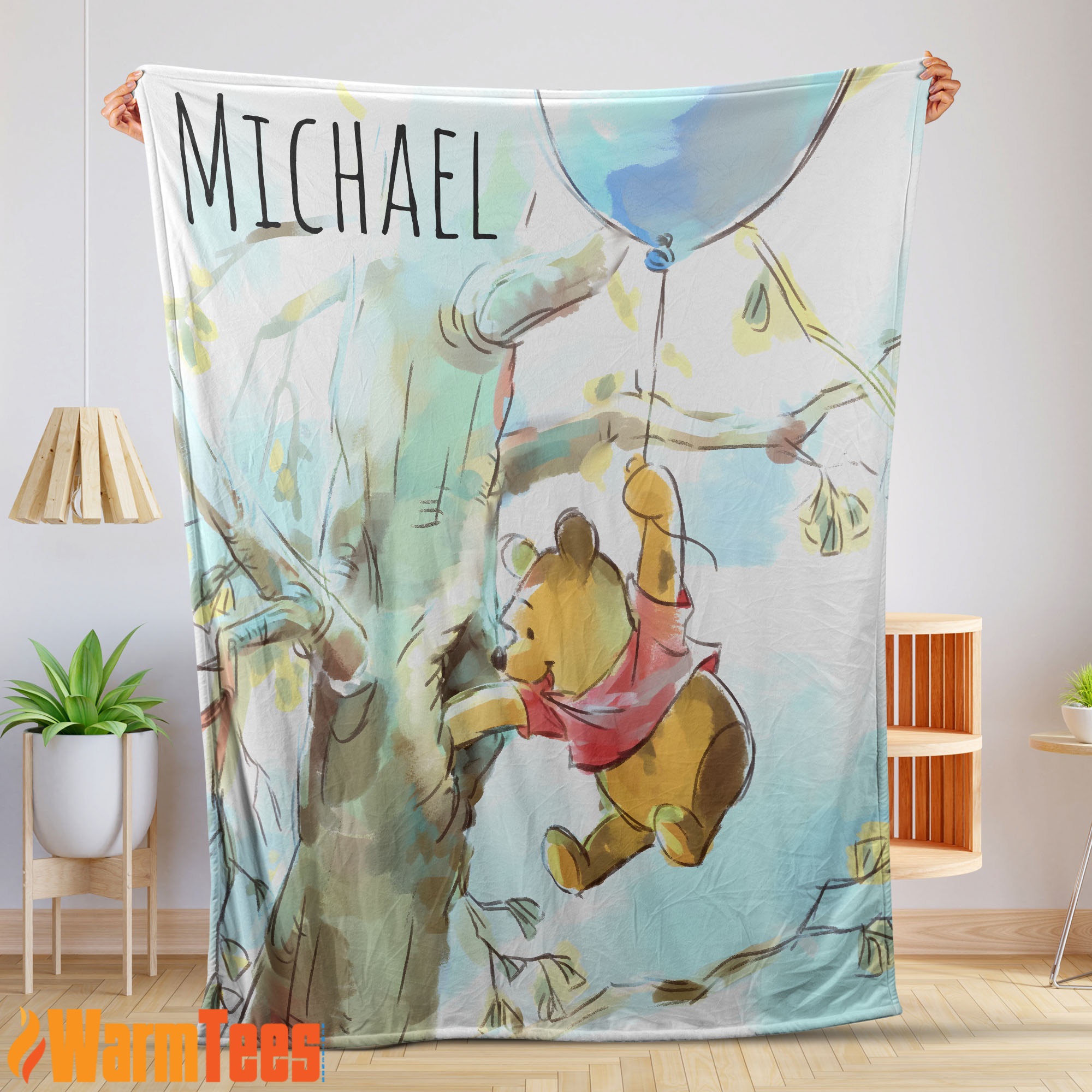 Winnie The Pooh Personalized Minky Classic Pooh Bear Blanket Customize Blanket