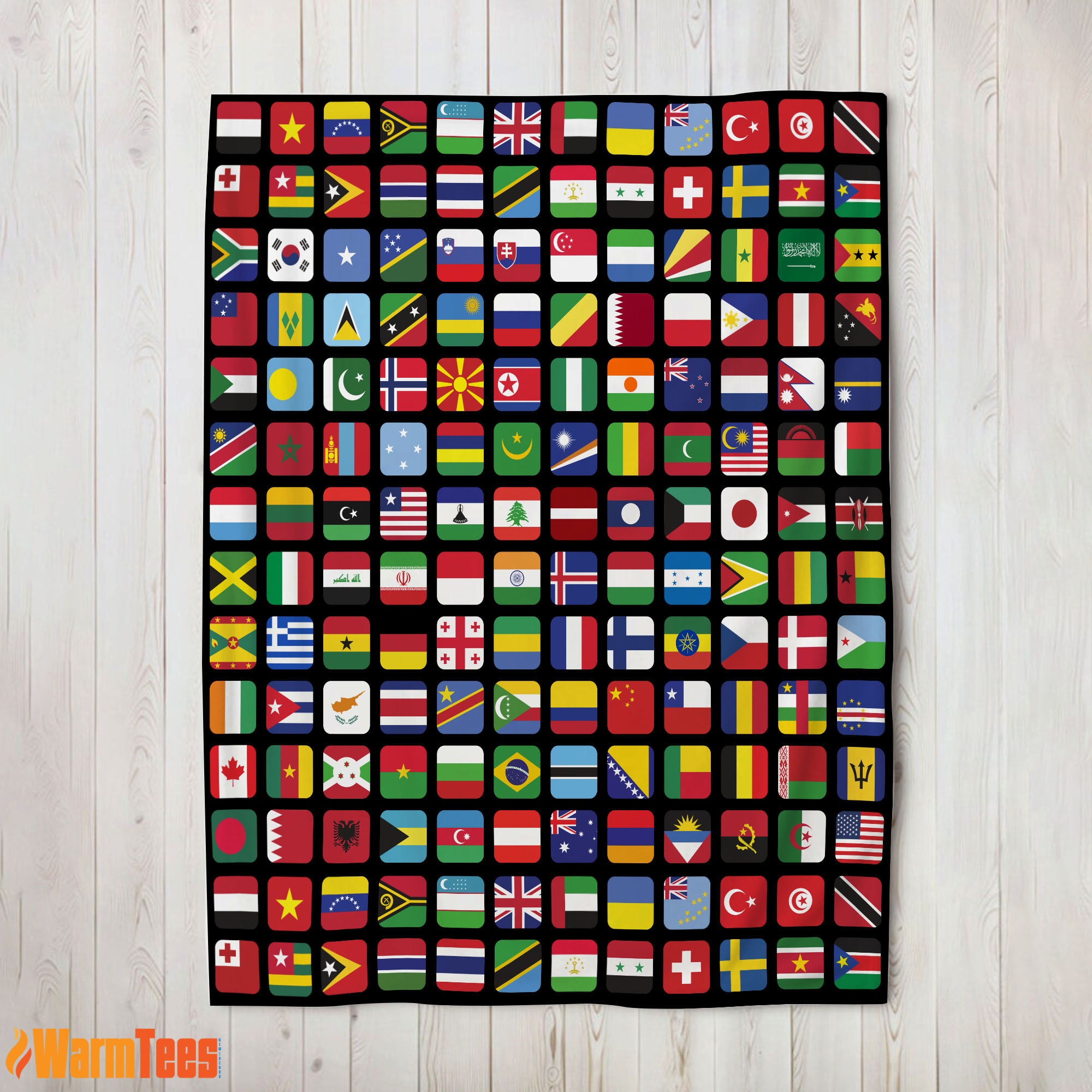 World Flags Grid Colorful International Countries Flag Blanket Fleece Blanket