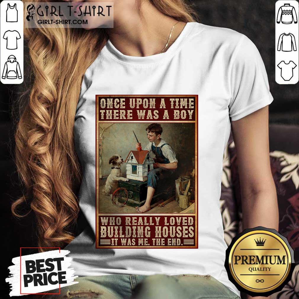 A Boy And Dog Building Houses Poster Shirt - Image 2