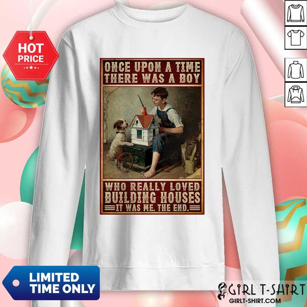 A Boy And Dog Building Houses Poster Shirt - Image 4