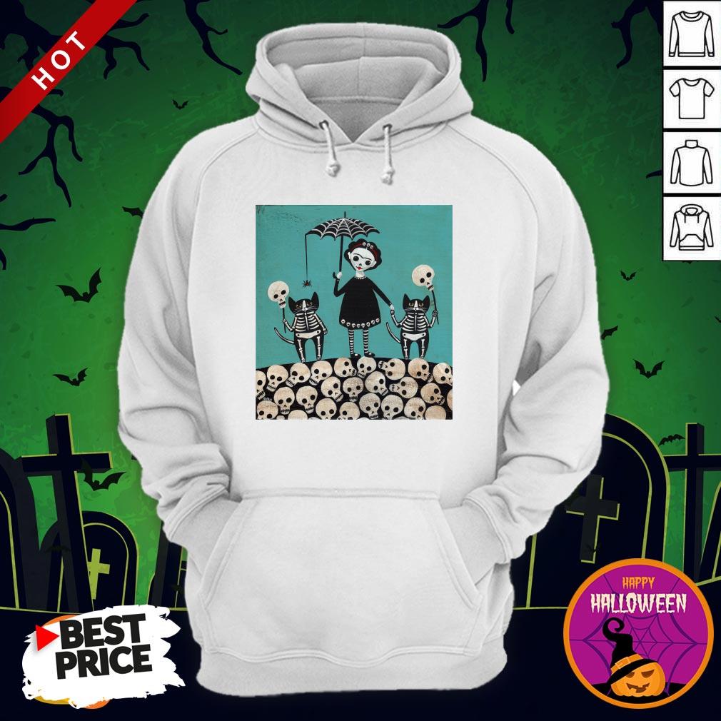 A Girl And Her Cats Have Dressed The Dia De Los Muertos Celebration Shirt - Image 5