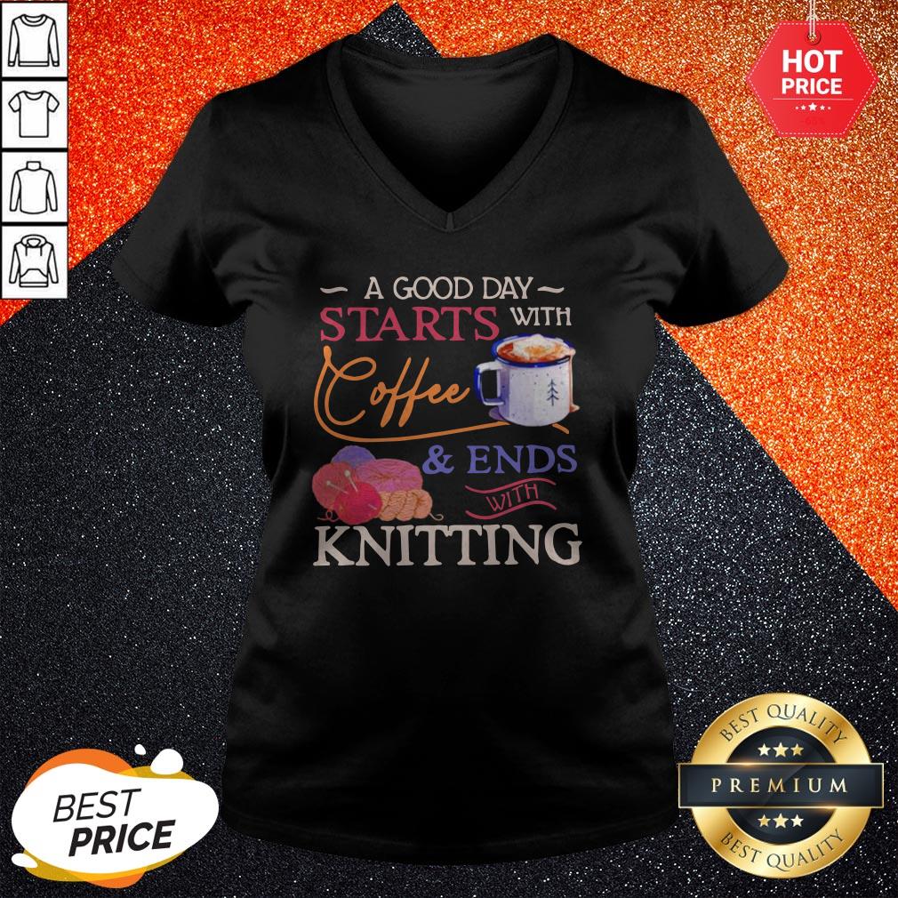 A Good Day Starts With Coffee And Ends With Knitting Shirt - Image 2