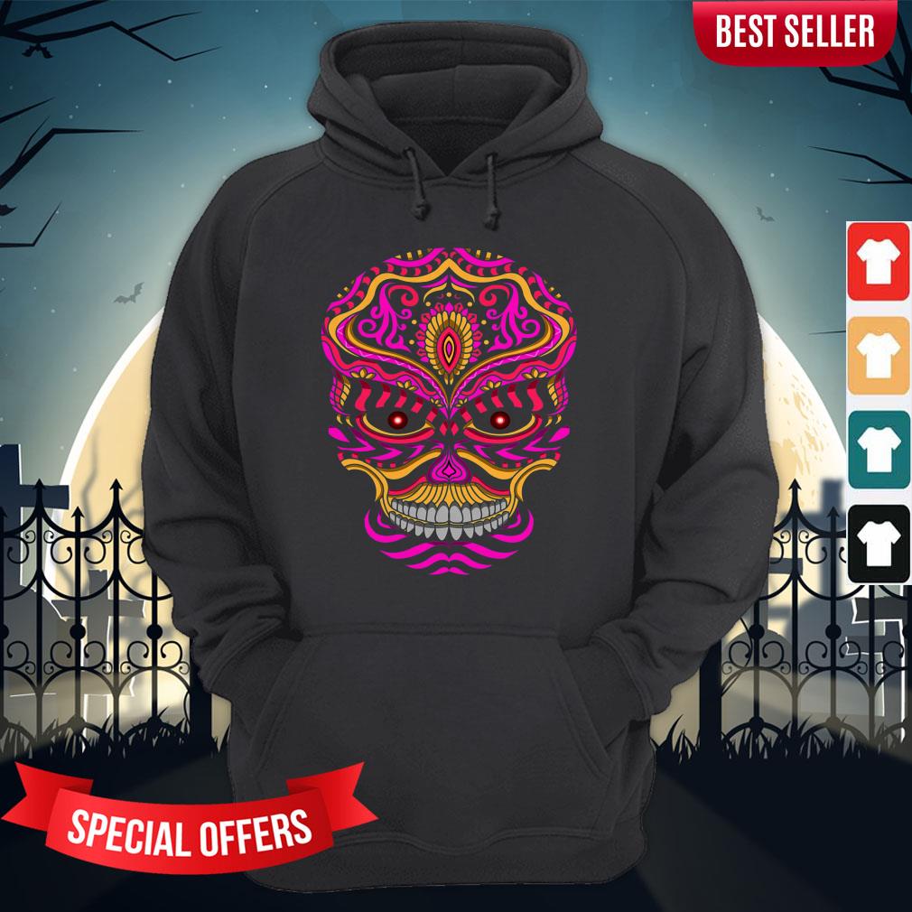 Abstract Day Of The Dead Dia De Muertos Sugar Skull Shirt - Image 5