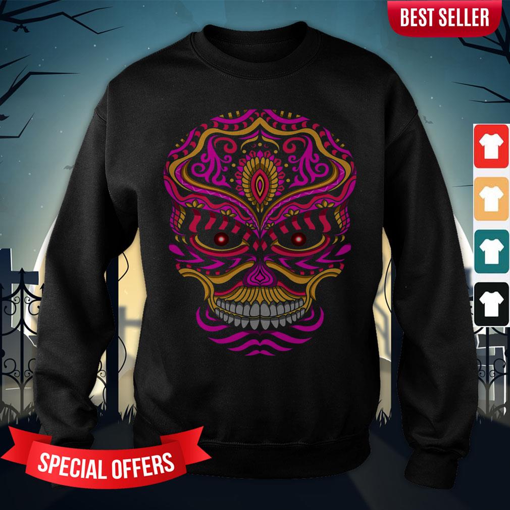 Abstract Day Of The Dead Dia De Muertos Sugar Skull Shirt - Image 4