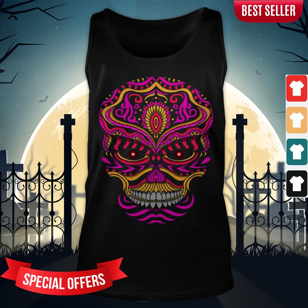 Abstract Day Of The Dead Dia De Muertos Sugar Skull Shirt - Image 3