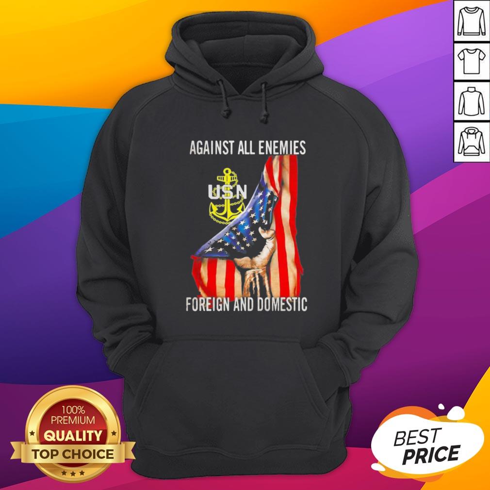 Against All Enemies Foreign And Domestic American Flag Independence Day Shirt - Image 3