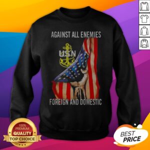 Alternative view of Against All Enemies Foreign And Domestic American Flag Independence Day Shirt