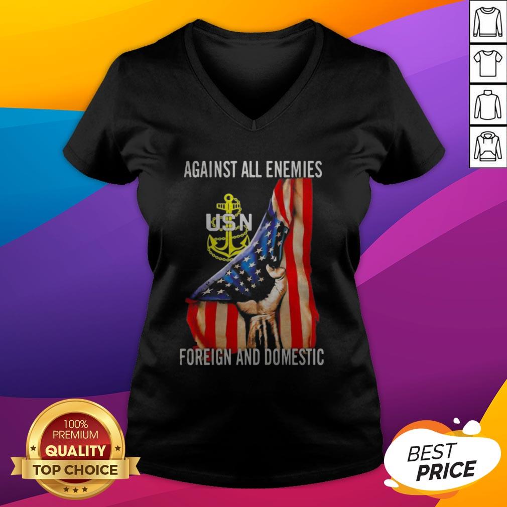 Against All Enemies Foreign And Domestic American Flag Independence Day Shirt - Image 4
