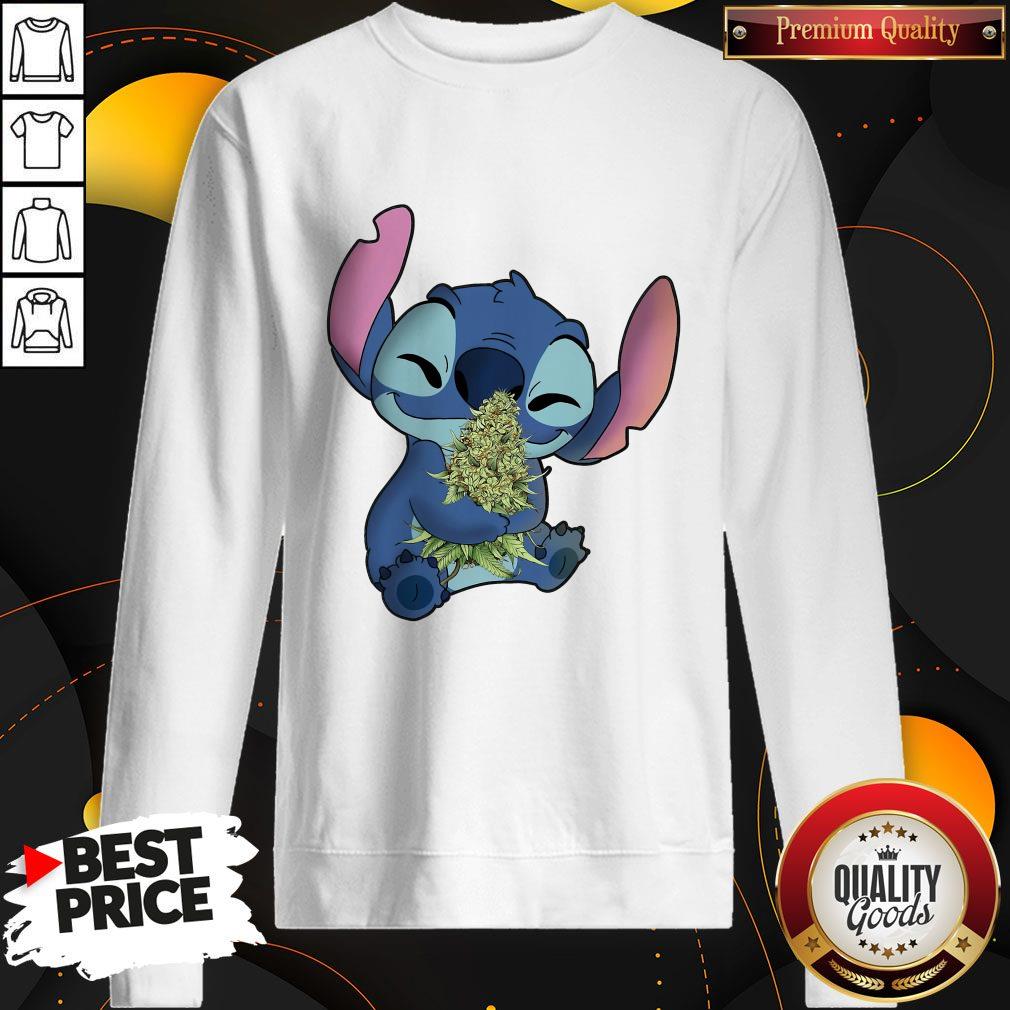 Amazing I Love Baby Stitch Hug Cannabis Shirt - Image 4