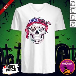 Alternative view of America Flag Headband Skull Día De Los Muertos Shirt