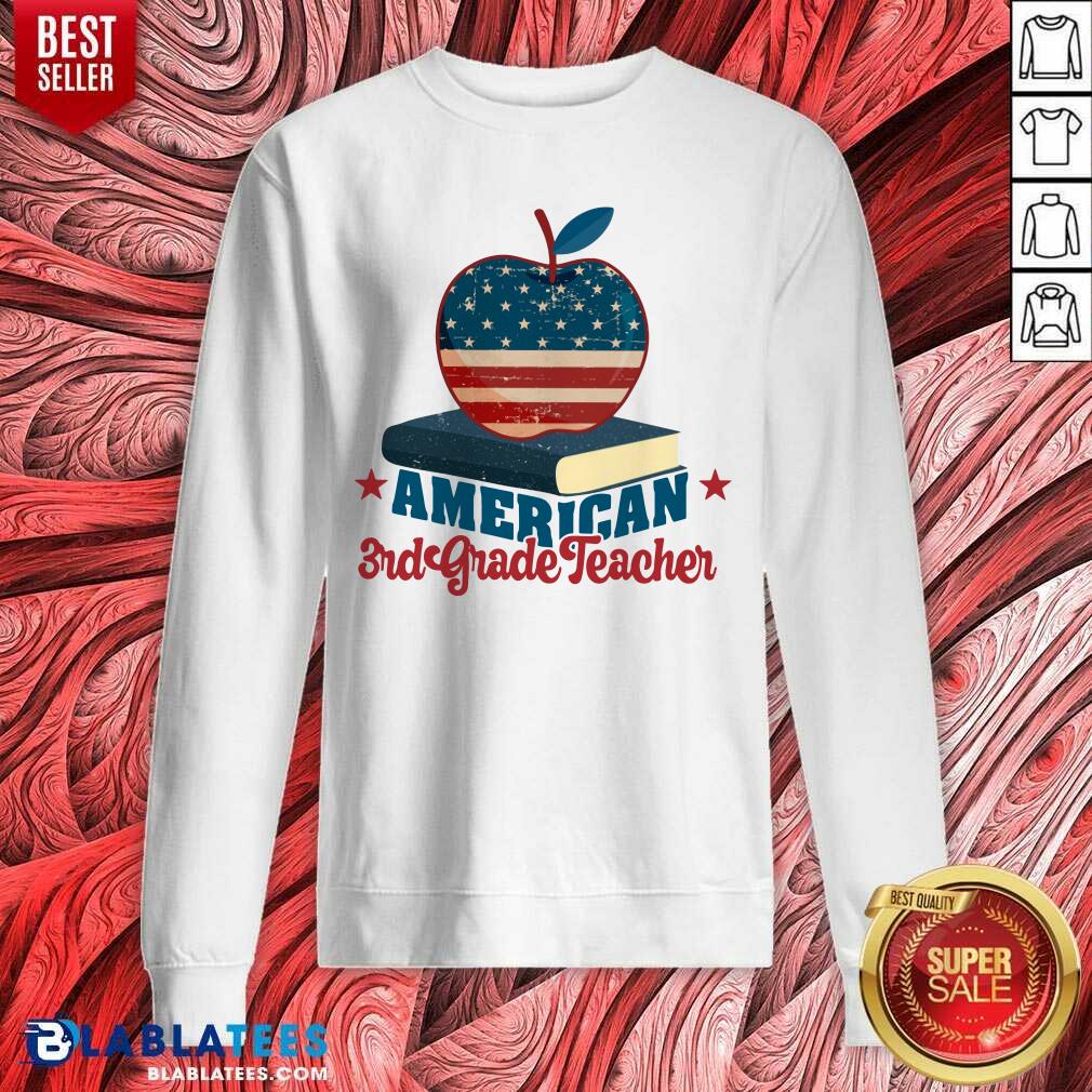 American 3rd Grade Teacher Apple And Book Shirt - Image 4