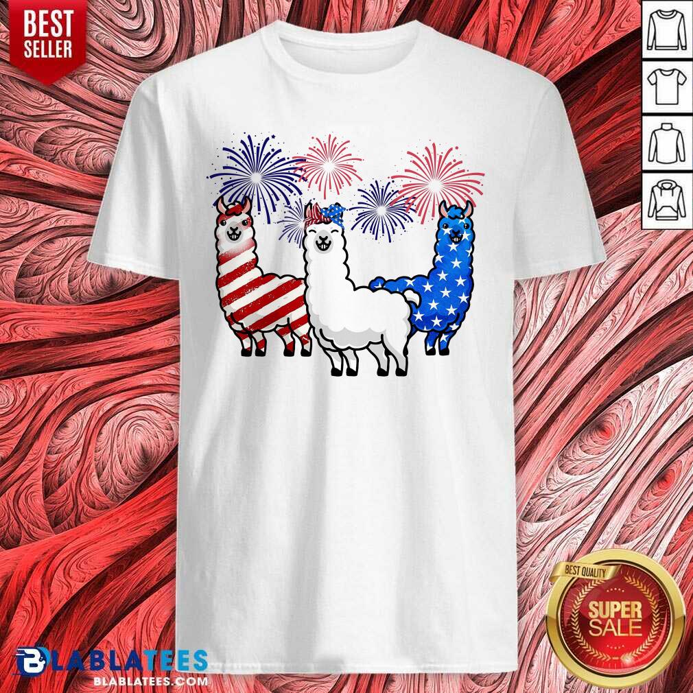 American Flag Colors Llama Lovers 4th Of July Shirt