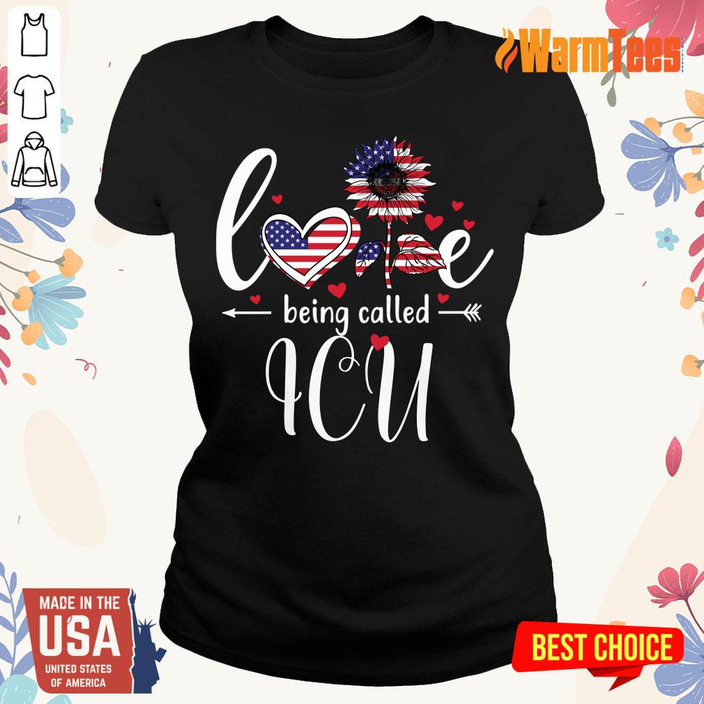 American Flag Sunflower Love Being Called ICU Shirt - Image 3