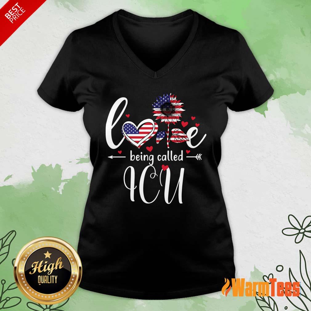 American Flag Sunflower Love Being Called ICU Shirt - Image 5