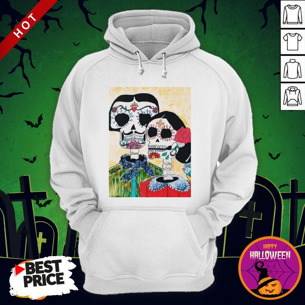 Amor Sugar Skull Couple Dia De Los Muertos Day Of The Dead Shirt - Image 5