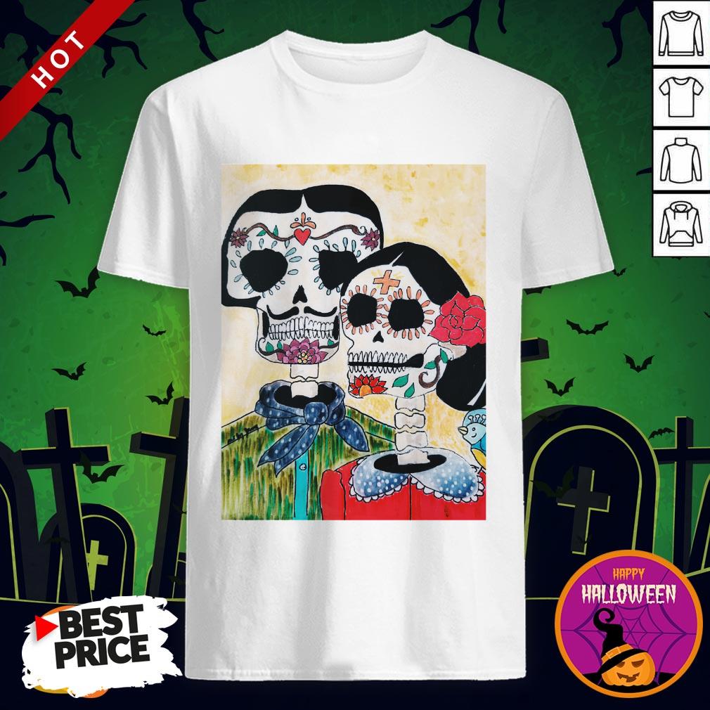 Amor Sugar Skull Couple Dia De Los Muertos Day Of The Dead Shirt