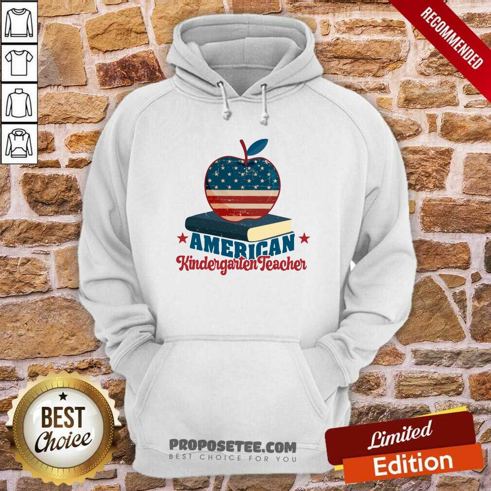 Apple And Book American Kindergarten Teacher Shirt - Image 2