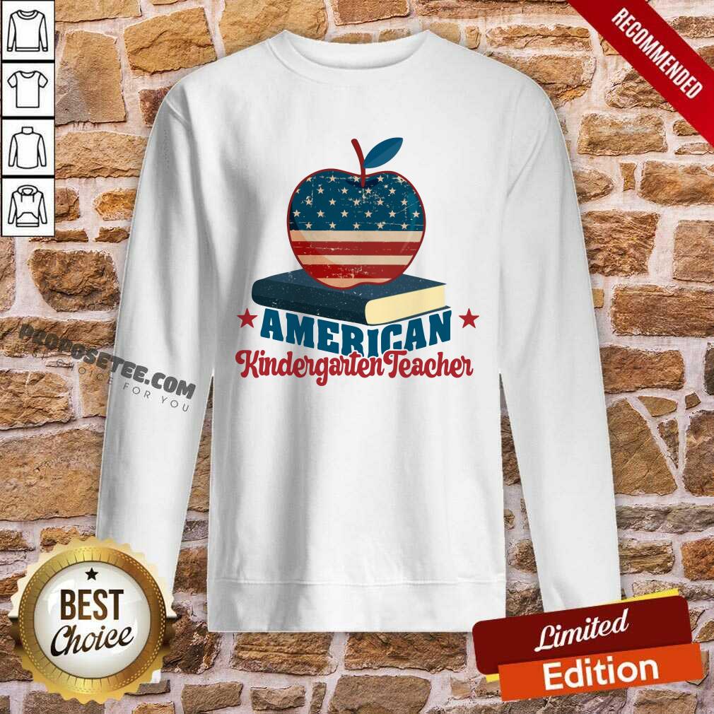 Apple And Book American Kindergarten Teacher Shirt - Image 5