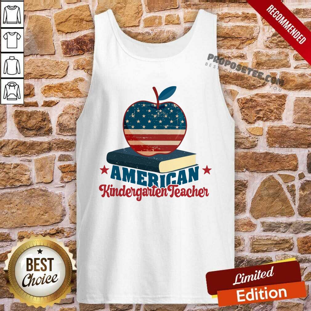 Apple And Book American Kindergarten Teacher Shirt - Image 4
