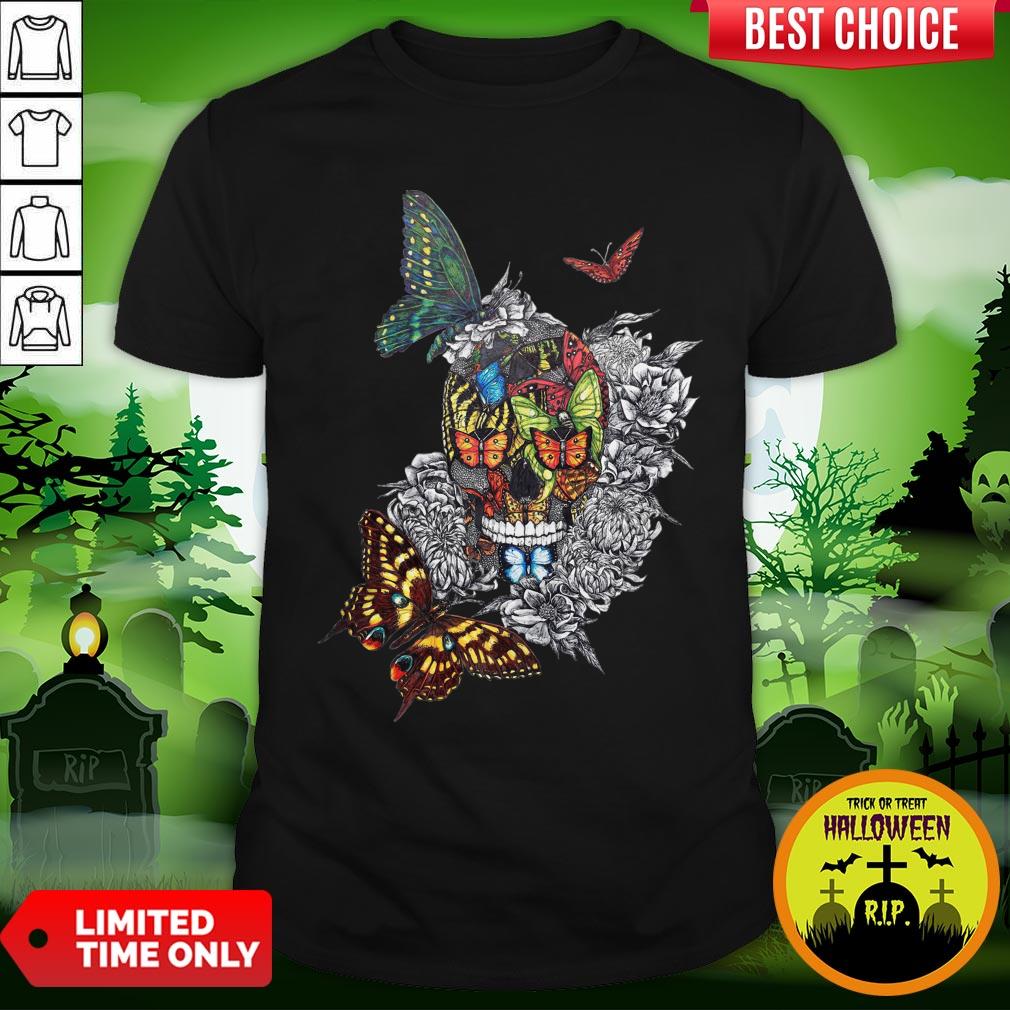 Artistic Rage Butterflies And Skull Tattoo Day Of The Dead Shirt